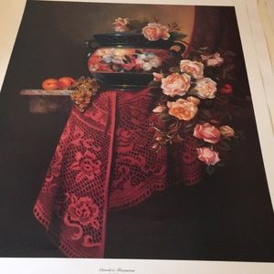 Vintage Carole’s Treasures Print Roses In Pot